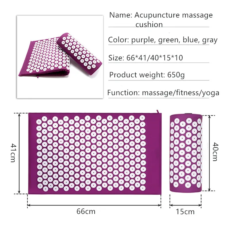 Acupressure Mat Set - マッサージャーヨガマットクッション指圧マッサージマットセットスパイクフィットネスヨガピラティスストレスを軽減背中の痛みアプリケータークズネツォフ