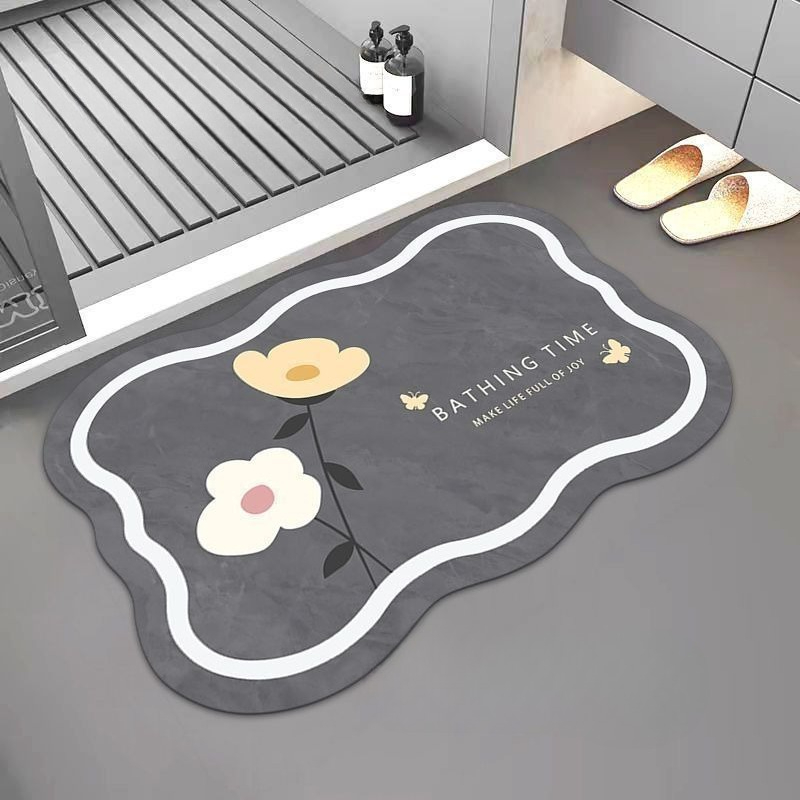 Bamboo Bath Mat - 北欧風吸水パッド珪藻土バスマット速乾性滑り止めフロアマットキッチントイレ玄関マット