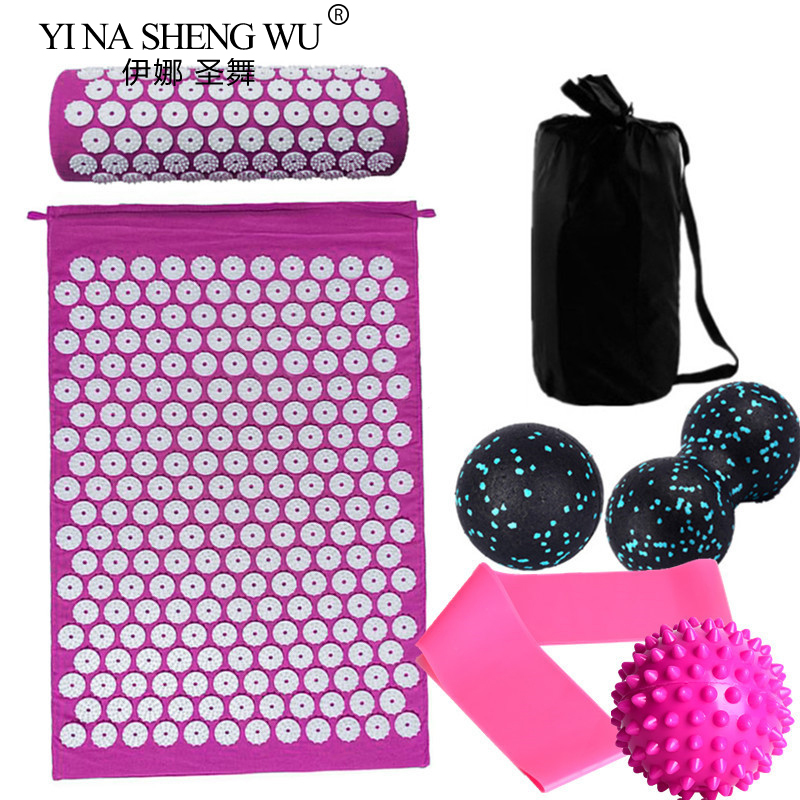 Acupressure Mat Set - 7 個セットマッサージャークッション指圧マット枕ストレスを軽減腰痛マッサージ鍼ヨガ筋肉リラクゼーション