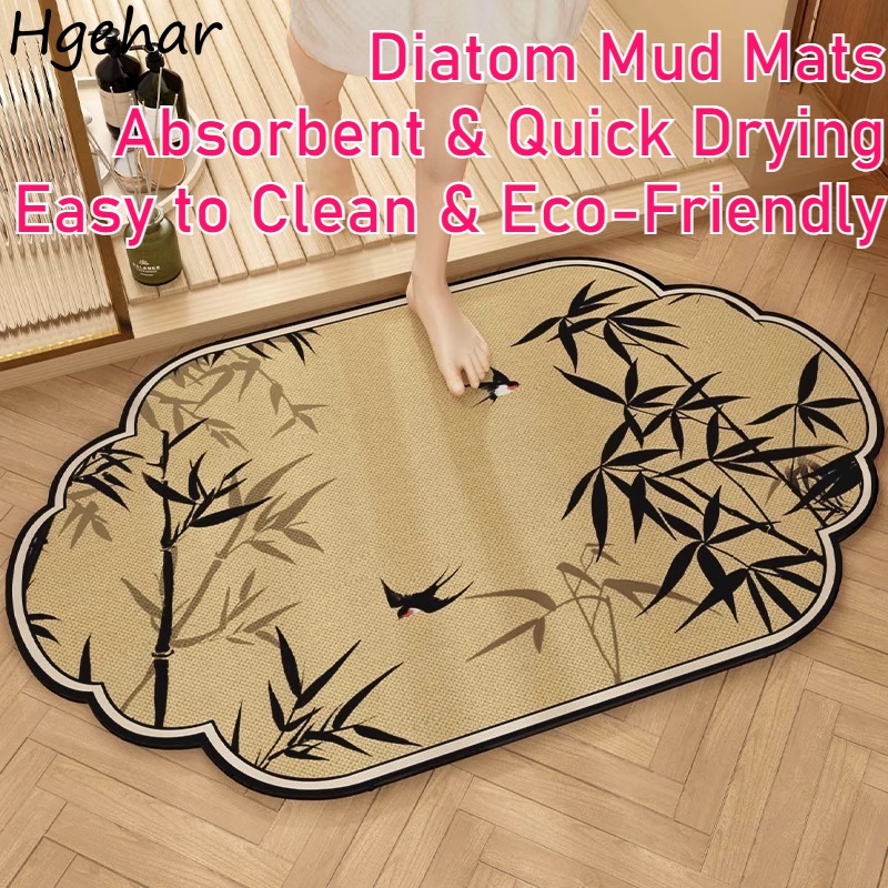 Bamboo Bath Mat - バスマット 浴室床マット 中国風竹製 新中国風 珪藻土 吸水性