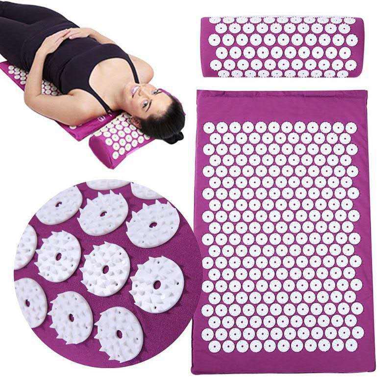 Acupressure Mat Set - 指圧マット後足針鍼パッド枕セットヨガマッサージマットクズネツォフアプリケータースパイクマッサージクッション