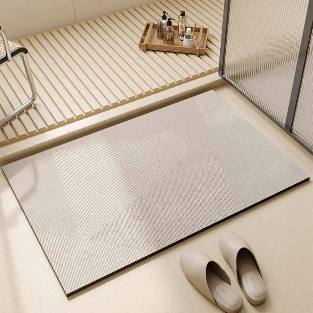 Bamboo Bath Mat - ライトコーヒー幾何学模様珪藻土バスマット滑り止め速乾超吸収シャワーラグ浴室玄関家庭用