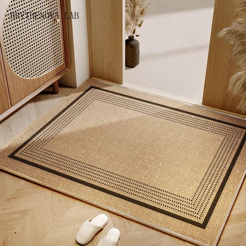 Bamboo Bath Mat - 珪藻土滑り止めフロアマット、防塵玄関マット、家庭用汚れ防止耐摩耗性リネン足元マット