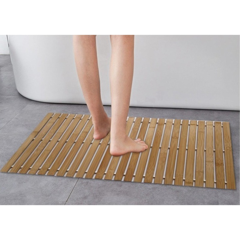 40×120cm大型竹製バスマット、浴槽用防水フロアマット、 - Bamboo Bath Mat のレビューと価格
