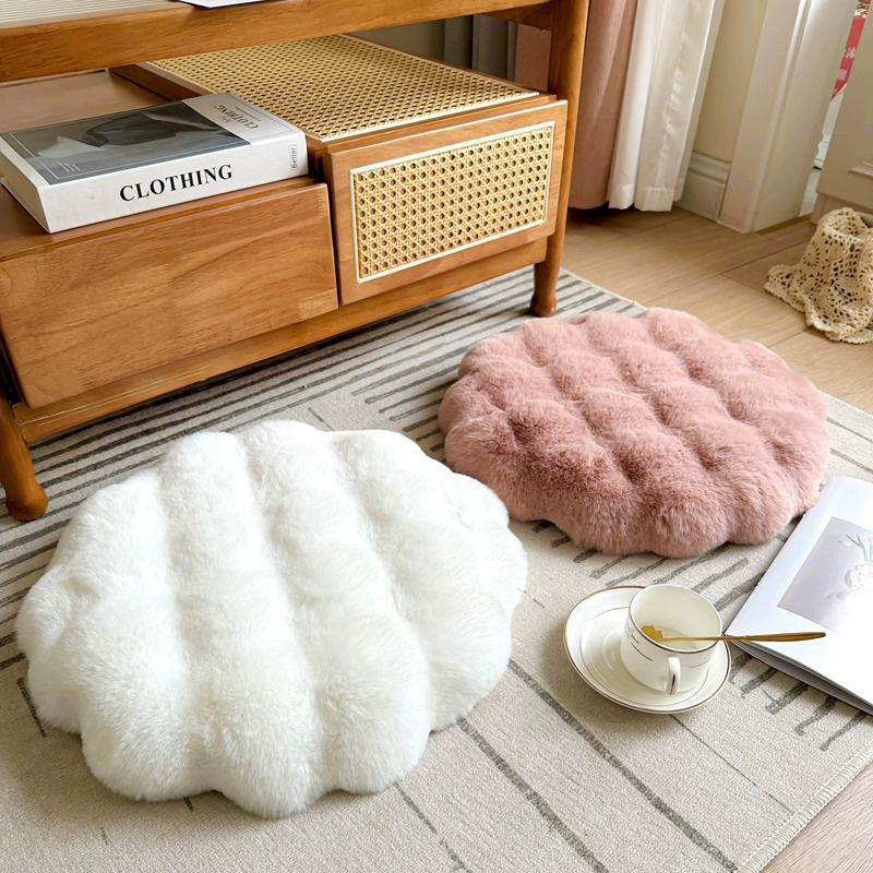 フェイクウサギの毛皮のクッション,丸いぬいぐるみの椅子カバー - Acupressure Mat Set のレビューと価格