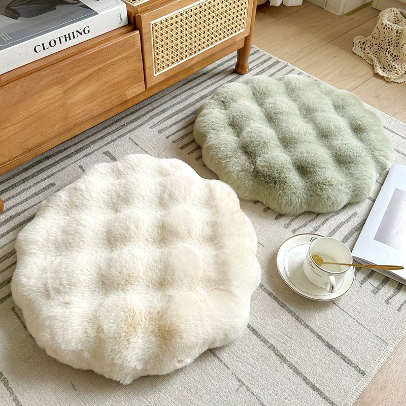フェイクウサギの毛皮のクッション,丸いぬいぐるみの椅子カバー - Acupressure Mat Set のレビューと価格