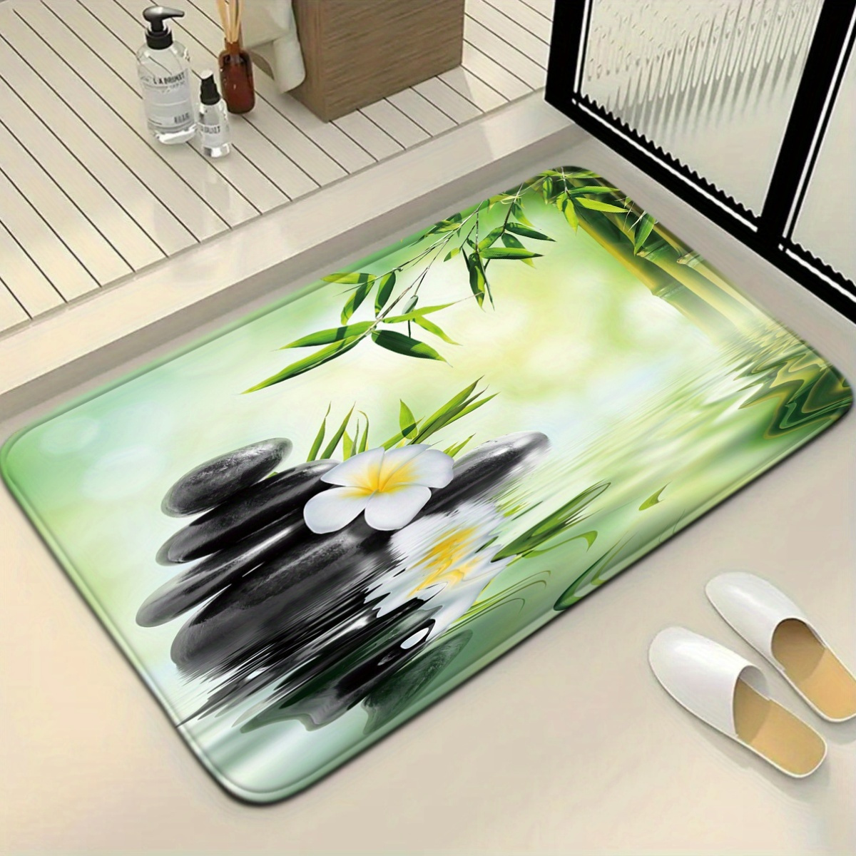 中国の竹の水の特徴の便座とバスマットの3点セット - フラン - Bamboo Bath Mat のレビューと価格