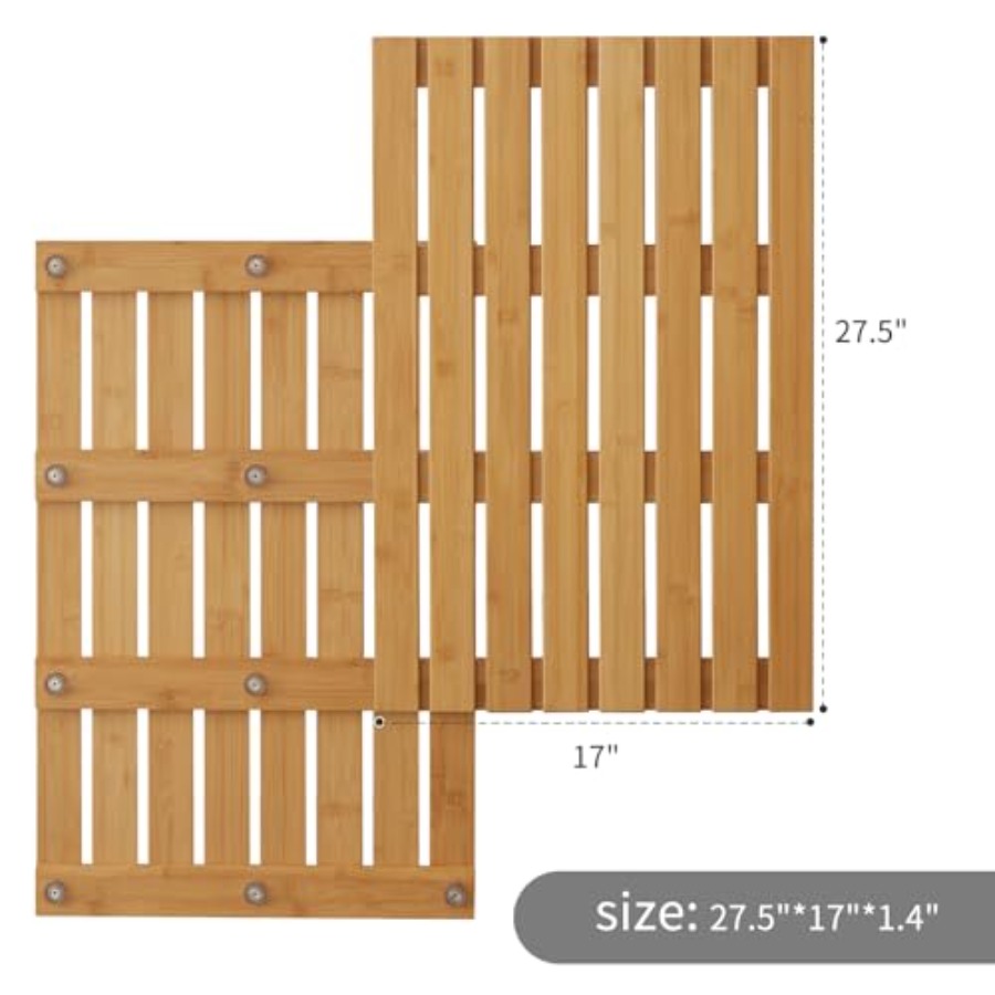 竹製バスマット、滑り止めゴム付き、浴槽マット、フロアマット、 - Bamboo Bath Mat のレビューと価格