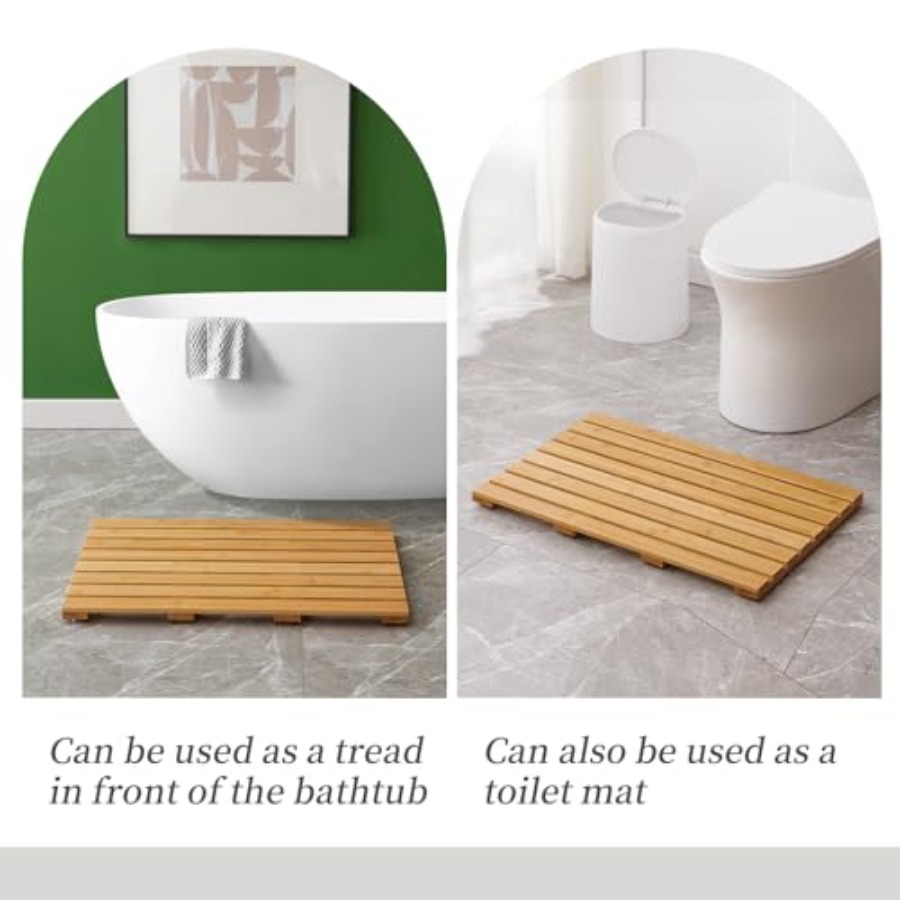 竹製バスマット、滑り止めゴム付き、浴槽マット、フロアマット、 - Bamboo Bath Mat のレビューと価格