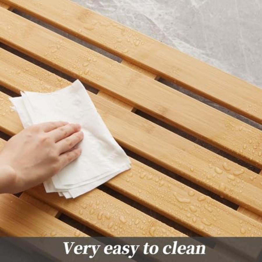 竹製バスマット、滑り止めゴム付き、浴槽マット、フロアマット、 - Bamboo Bath Mat のレビューと価格