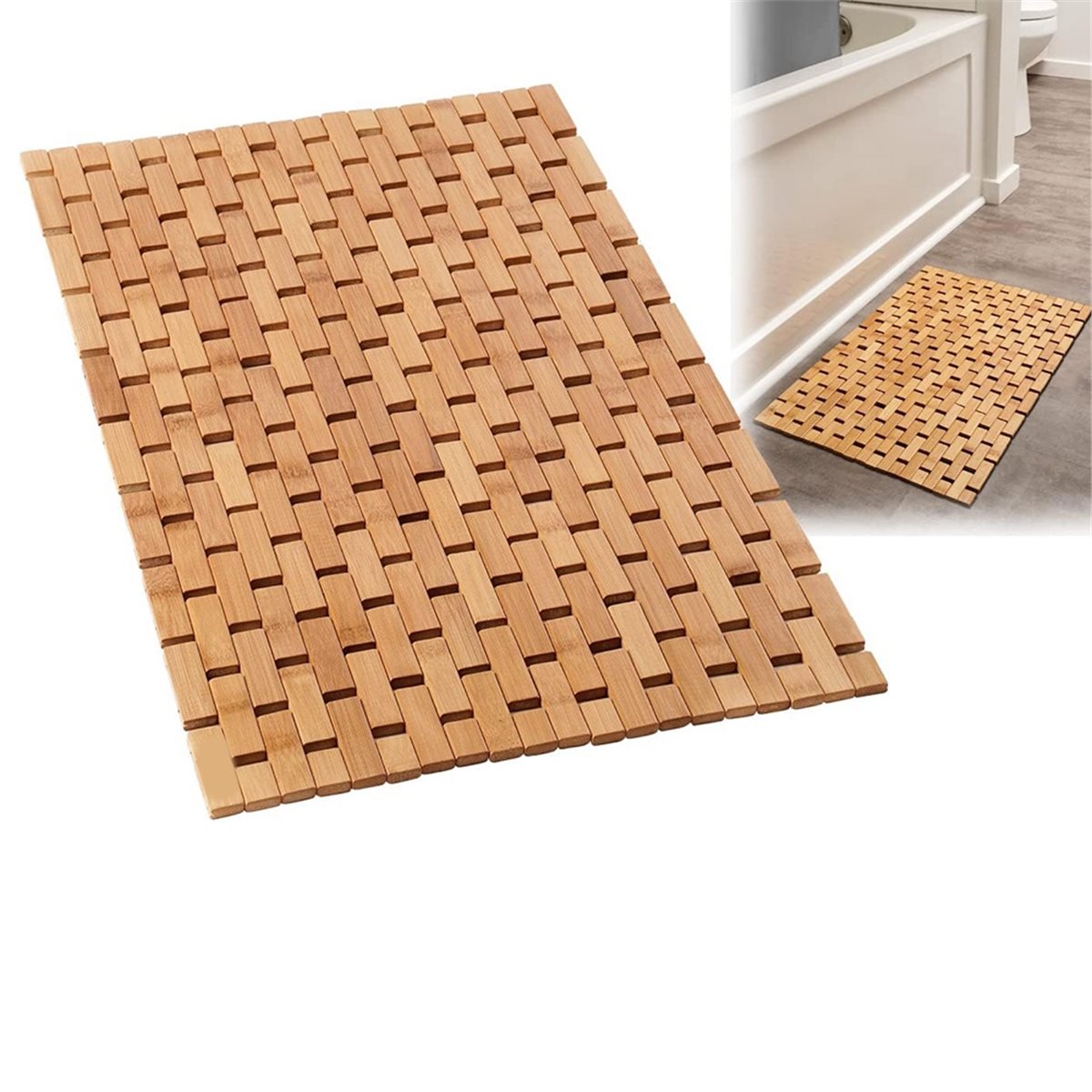 NOCM竹製バスマット - 折りたたみ式木製バスマット -  - Bamboo Bath Mat のレビューと価格